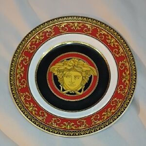 Versace by Rosenthal Red Black and Gold Medusa Plate